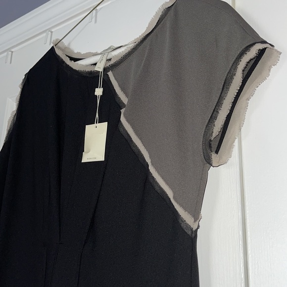 NWT BCBGMAXAZRIA Runway Asymmetrical cold shoulder color block tunic dress XXS - Picture 6 of 16